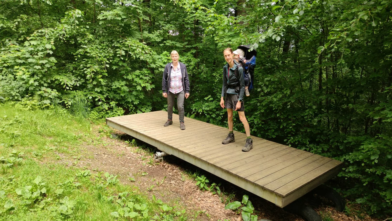 hölzerne Wippe auf dem Sinne Pfad am Hennesee